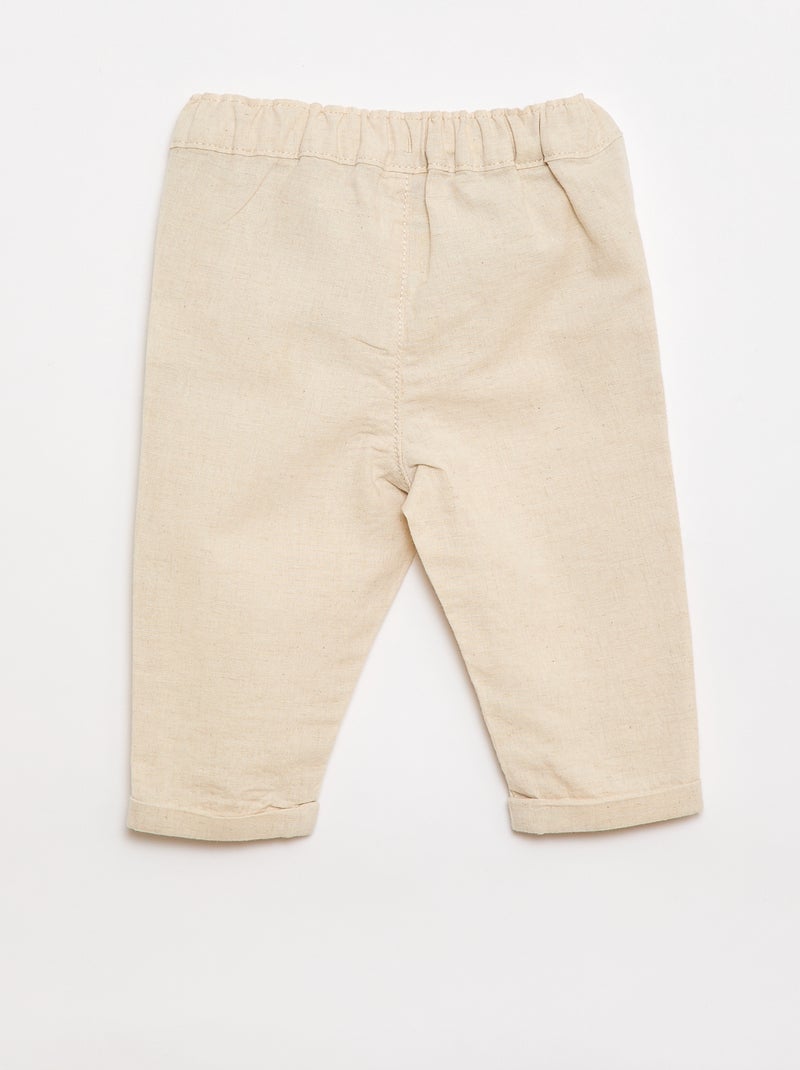 Ensemble de cérémonie 4 pièces en coton et lin Beige - Kiabi