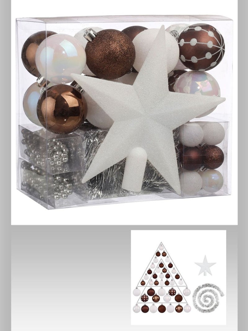 Ensemble de décorations pour sapin de Noël 44 pièces Marron - Kiabi