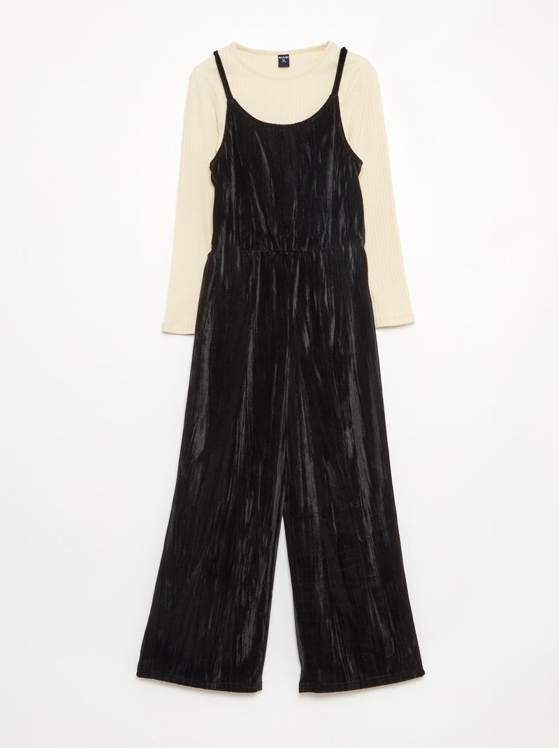 Ensemble de fêtes T-shirt + combinaison à bretelles Noir - Kiabi