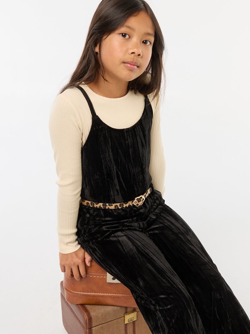 Ensemble de fêtes T-shirt + combinaison à bretelles Noir - Kiabi