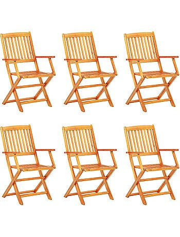 Ensemble de jardin pliable en acacia 7 pièces