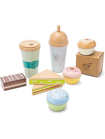 Ensemble de jeu avec café à emporter