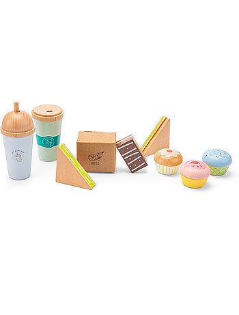 Ensemble de jeu avec café à emporter