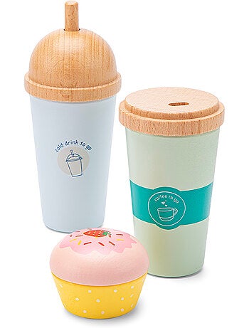 Ensemble de jeu avec café à emporter