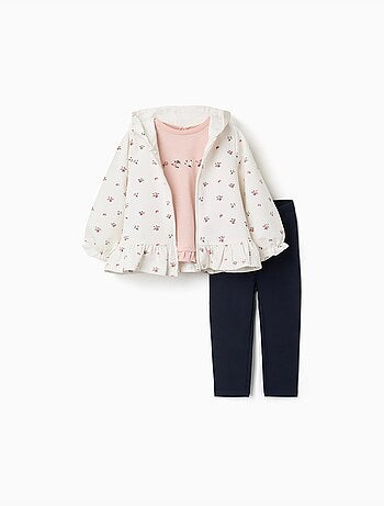 Ensemble de jogging 3 pièces en coton avec imprimé floral