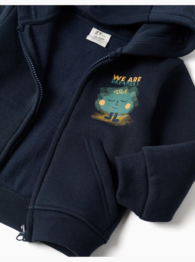 Ensemble de jogging 3 pièces en coton peigné Bleu foncé - Kiabi
