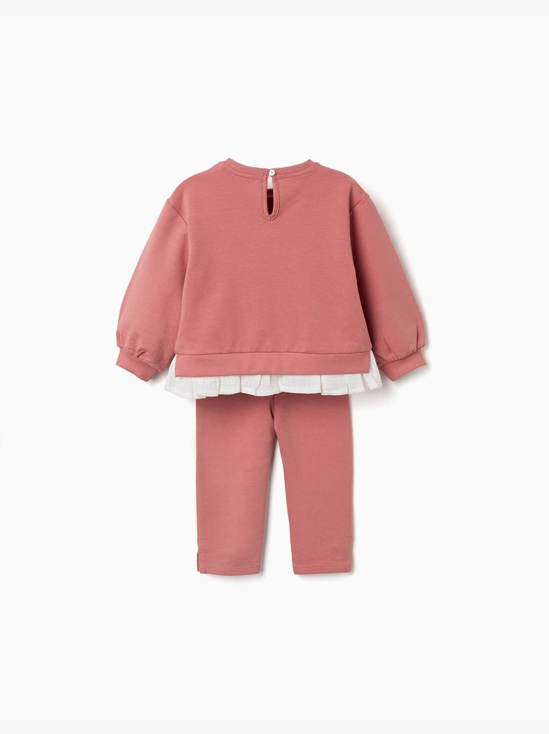 Ensemble de jogging en coton avec imprimé fleur en relief Rose - Kiabi
