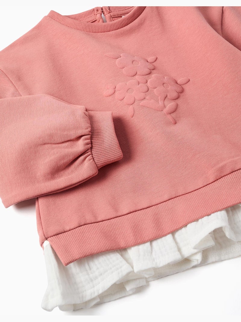 Ensemble de jogging en coton avec imprimé fleur en relief Rose - Kiabi