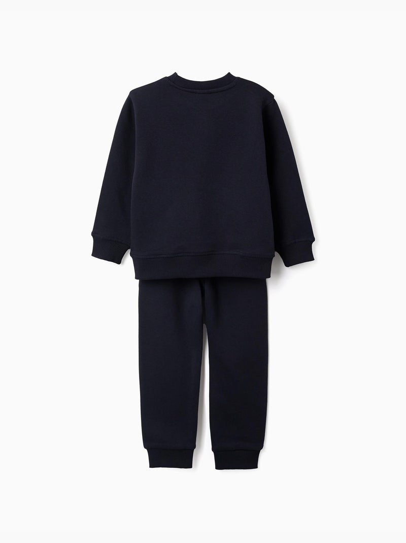 Ensemble de jogging en coton peigné avec imprimé Creative Bleu foncé - Kiabi