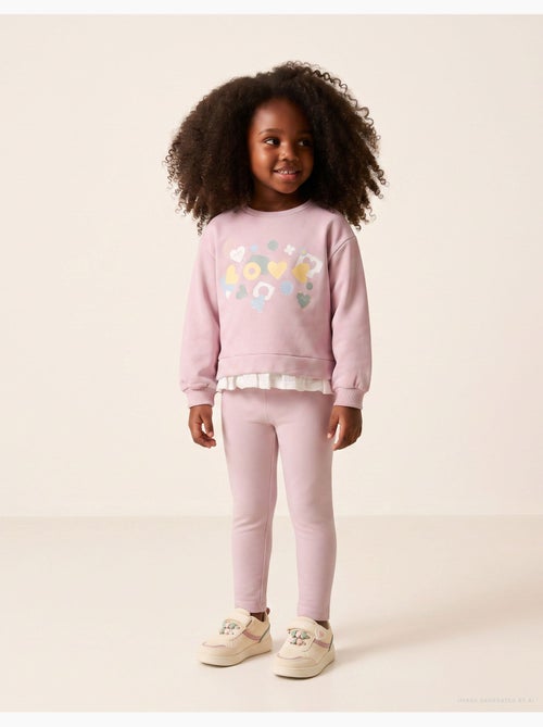 Ensemble de jogging en coton peigné avec imprimé de cœurs et pois - Kiabi