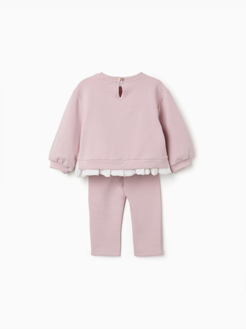 Ensemble de jogging en coton peigné avec imprimé de cœurs et pois Mauve lilas - Kiabi