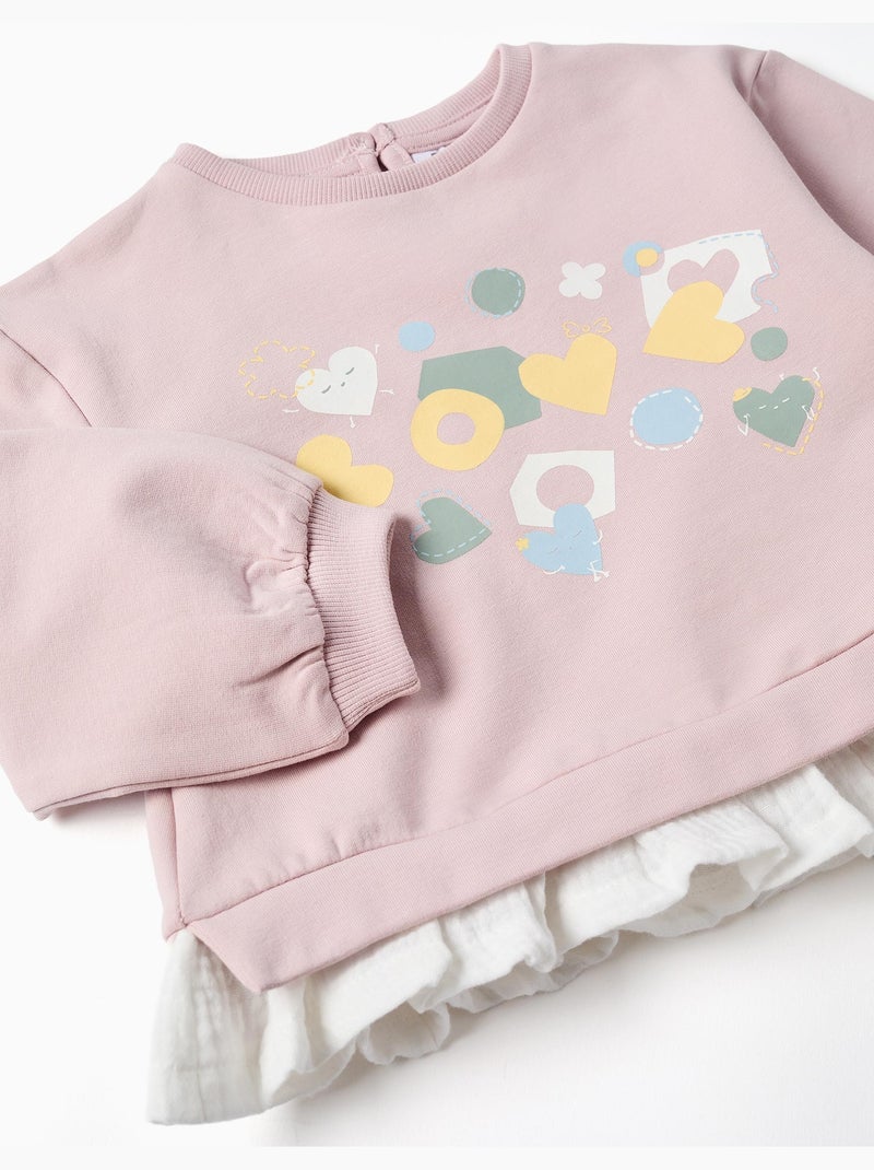 Ensemble de jogging en coton peigné avec imprimé de cœurs et pois Mauve lilas - Kiabi