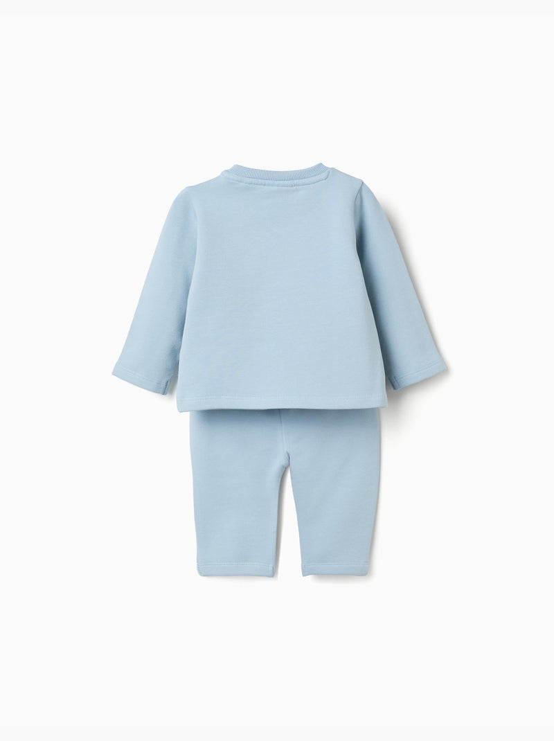 Ensemble de jogging en coton peigné avec imprimé en relief Bleu clair - Kiabi