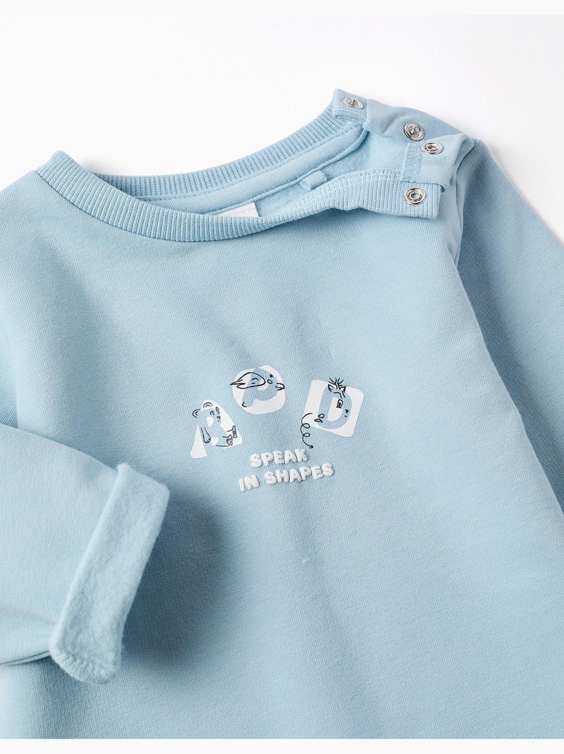 Ensemble de jogging en coton peigné avec imprimé en relief Bleu clair - Kiabi