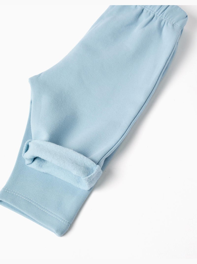 Ensemble de jogging en coton peigné avec imprimé en relief Bleu clair - Kiabi