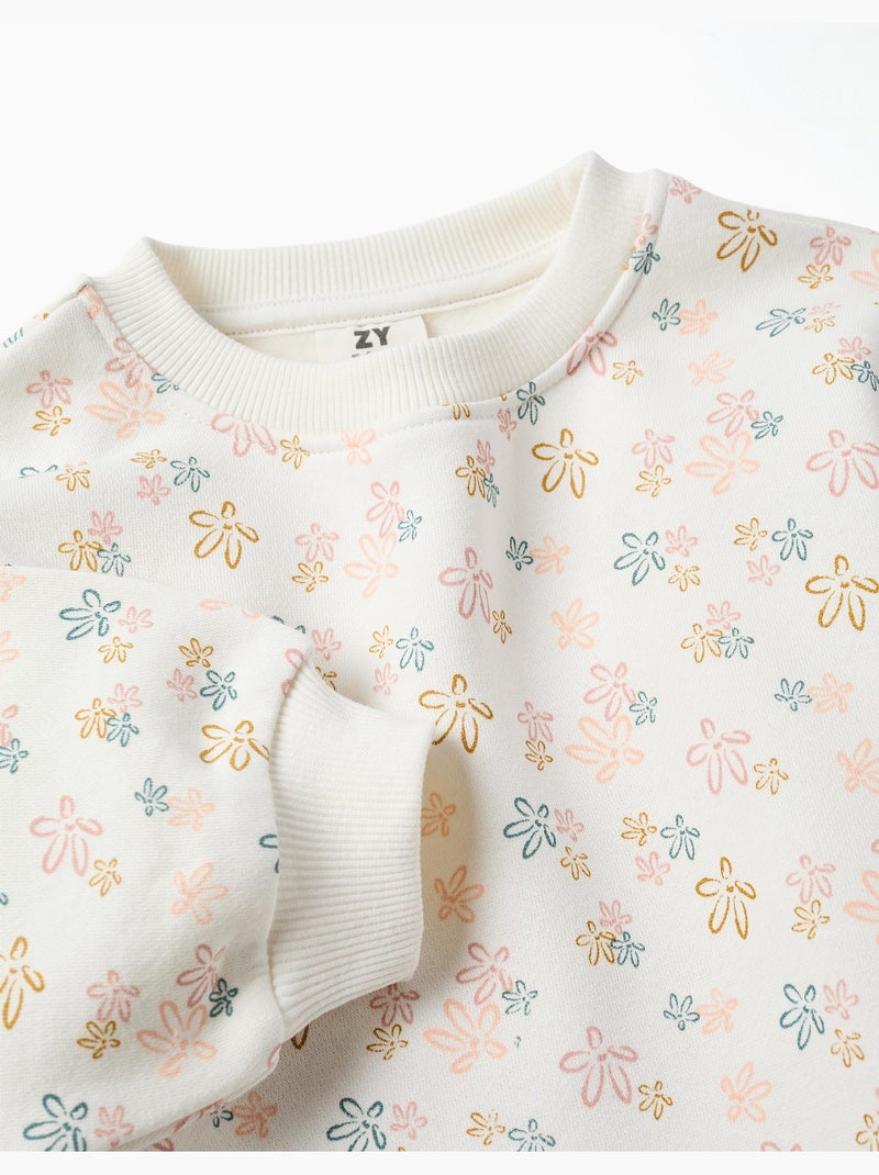 Ensemble de jogging en coton peigné avec imprimé floral Blanc - Kiabi