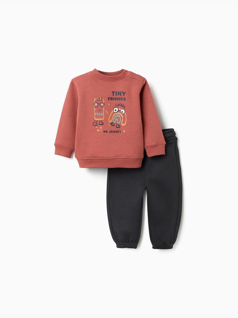 Ensemble de jogging en coton peigné avec imprimé friends Marron - Kiabi