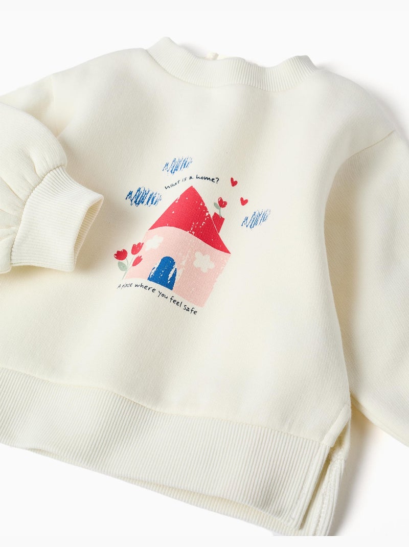 Ensemble de jogging en coton peigné avec imprimé maison Blanc - Kiabi