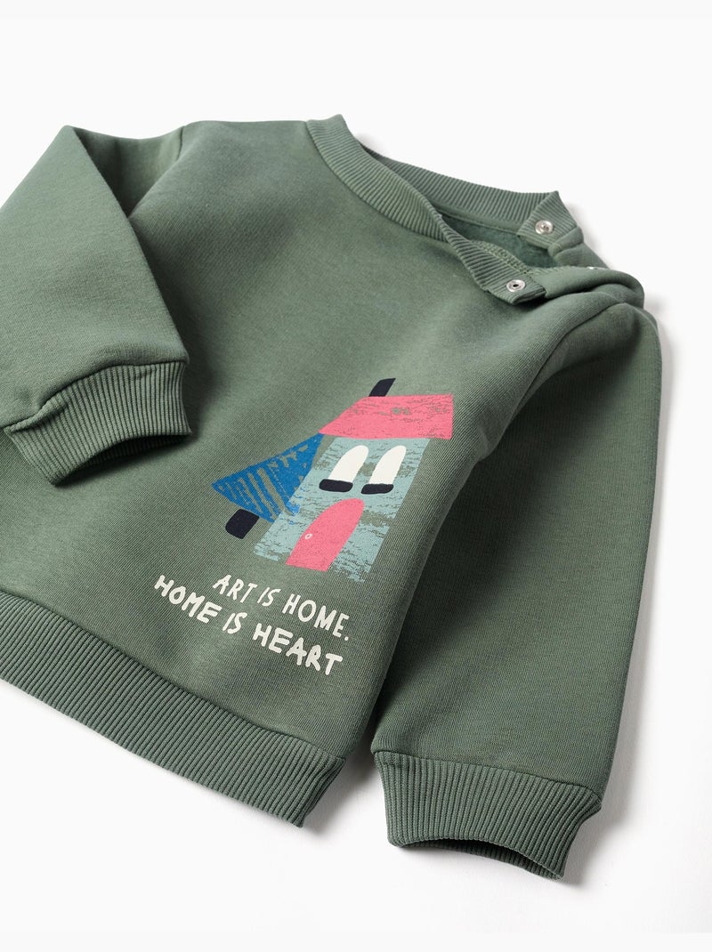 Ensemble de jogging en coton peigné avec imprimé maison Vert foncé - Kiabi