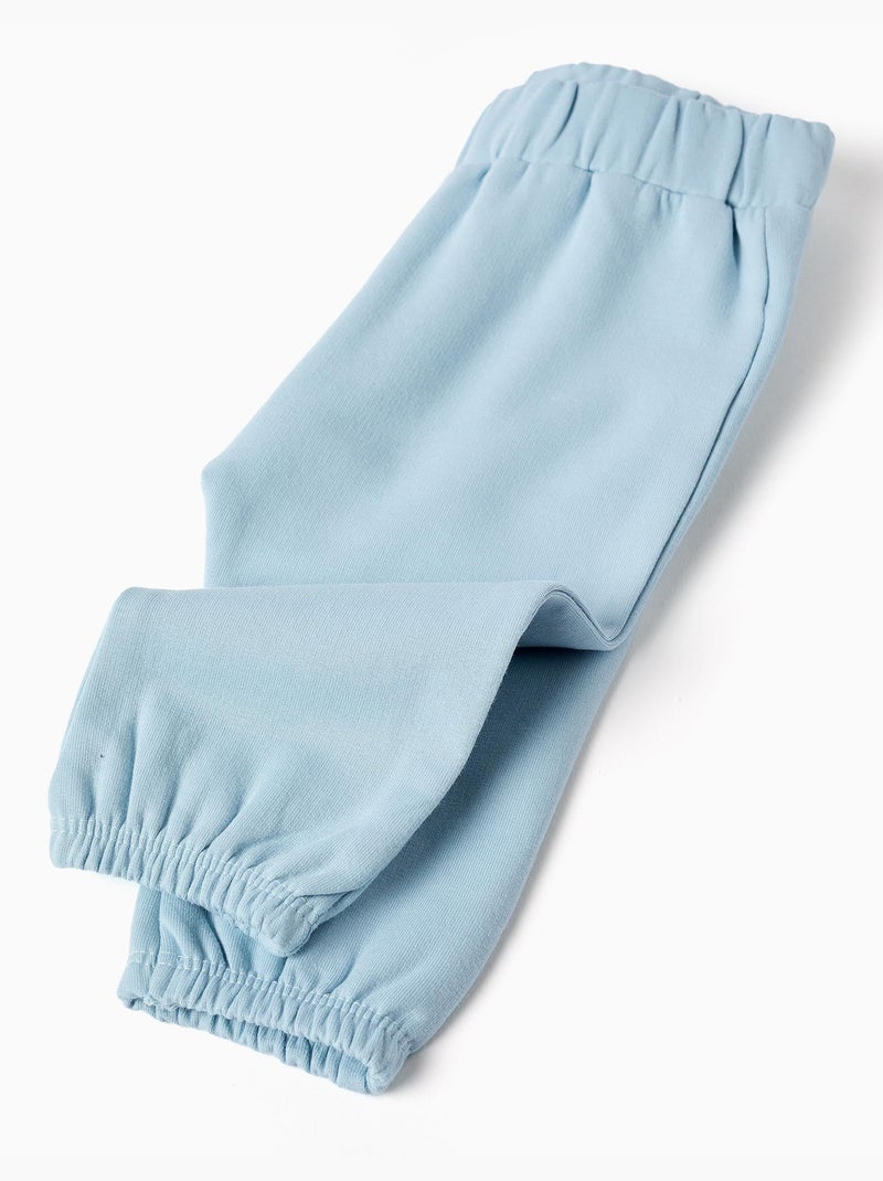 Ensemble de jogging en coton peigné avec volants Bleu clair - Kiabi