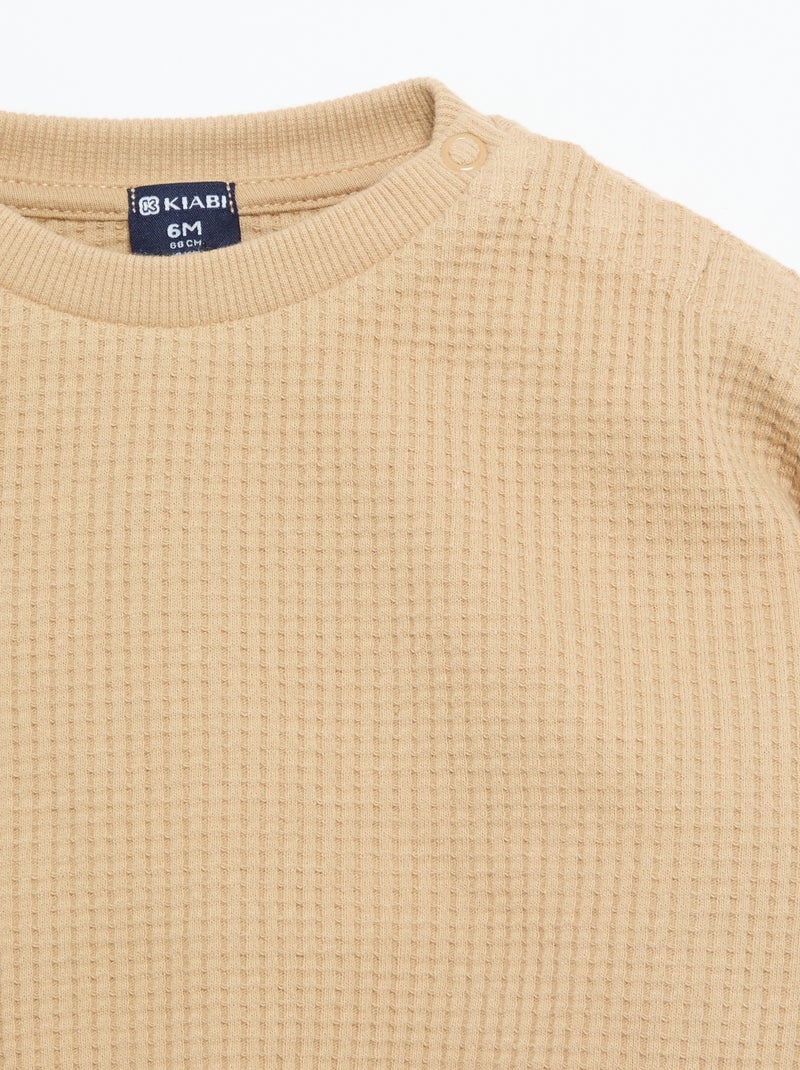 Ensemble de jogging en matière gaufrée - 2 pièces Beige - Kiabi