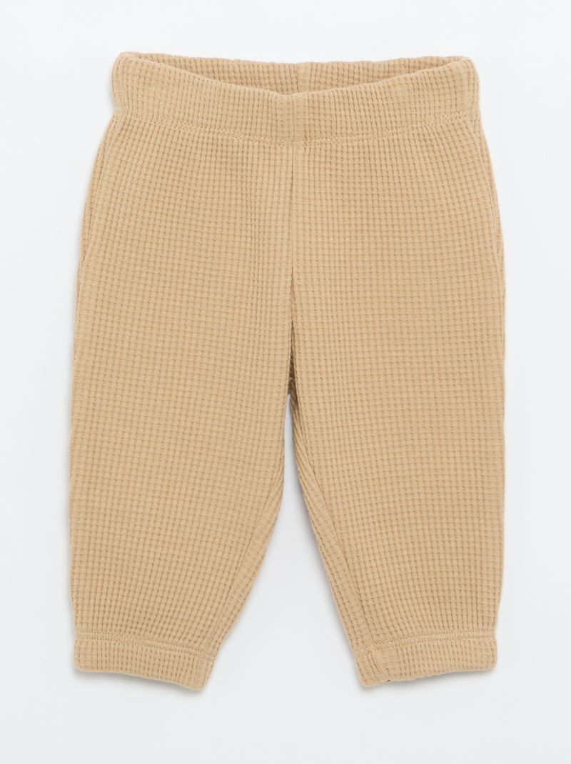 Ensemble de jogging en matière gaufrée - 2 pièces Beige - Kiabi