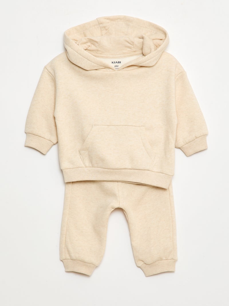 Ensemble de jogging en molleton uni sweat + pantalon - 2 pièces Beige - Kiabi