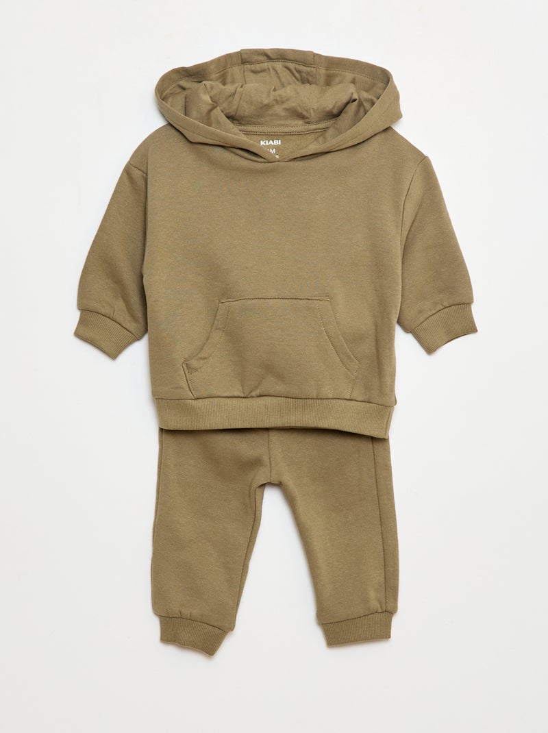 Ensemble de jogging en molleton uni sweat + pantalon - 2 pièces Vert - Kiabi
