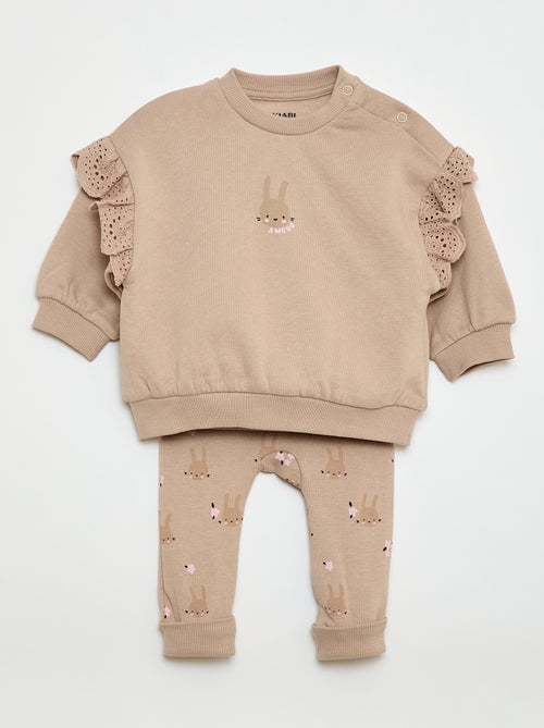 Ensemble de jogging sweat volanté + pantalon - 2 pièces - Kiabi