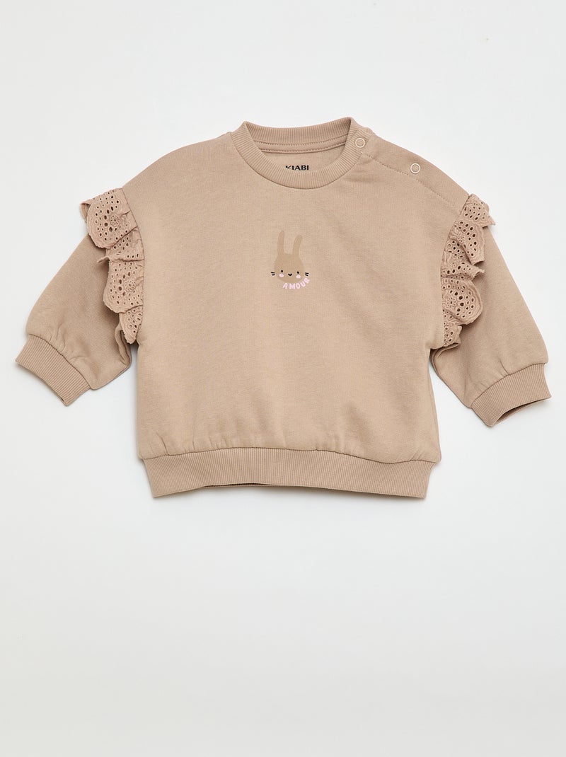 Ensemble de jogging sweat volanté + pantalon - 2 pièces Beige - Kiabi