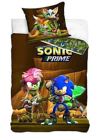 Ensemble de literie - sonic - housse de couette réversible - 100% coton - 140x200 cm - design enfant