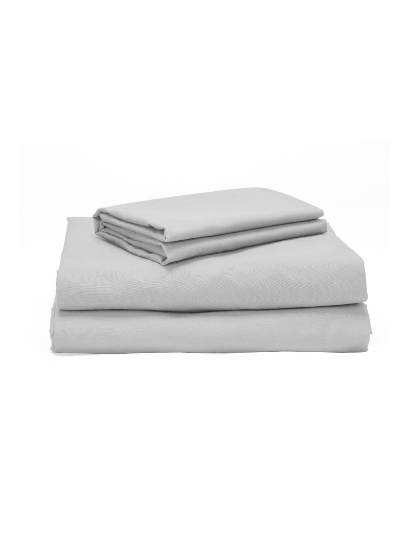 Ensemble de literie en percale blanc 100% coton 200 fils au pouce carré Gris Gris - Kiabi