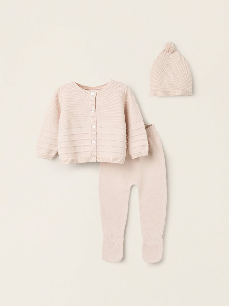 Ensemble de Maille 3 Pièces Beige clair - Kiabi