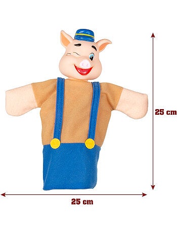 Ensemble de marionnettes les trois petits cochons 25 cm cucu show