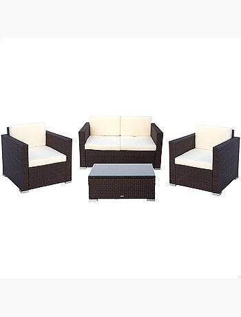 Ensemble de meubles de jardin avec fauteuils en rotin, canapé et table basse aktive