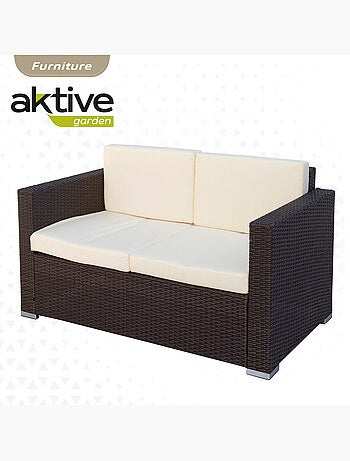 Ensemble de meubles de jardin avec fauteuils en rotin, canapé et table basse aktive