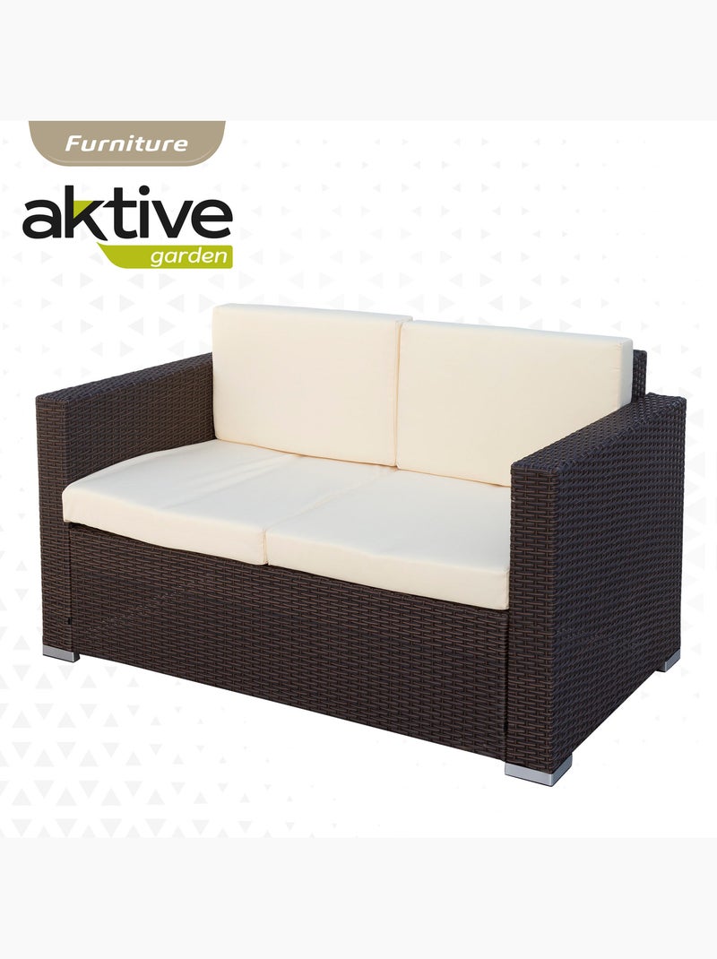 Ensemble de meubles de jardin avec fauteuils en rotin, canapé et table basse aktive Marron/Marron - Kiabi