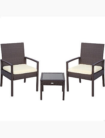 Ensemble de meubles de jardin avec fauteuils et table en rotin aktive