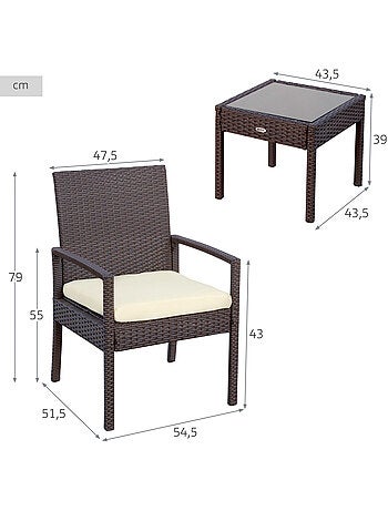 Ensemble de meubles de jardin avec fauteuils et table en rotin aktive