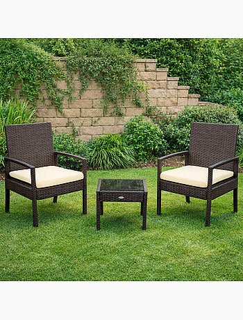 Ensemble de meubles de jardin avec fauteuils et table en rotin aktive