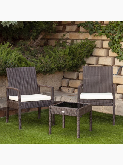 Ensemble de meubles de jardin avec fauteuils et table en rotin aktive - Kiabi Ensemble de meubles de jardin avec fauteuils et table en rotin aktive - Kiabi