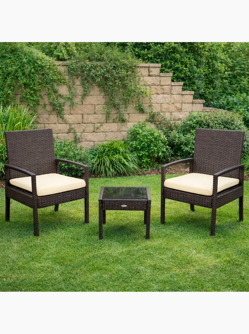 Ensemble de meubles de jardin avec fauteuils et table en rotin aktive - Kiabi Ensemble de meubles de jardin avec fauteuils et table en rotin aktive - Kiabi