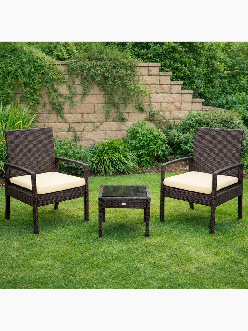 Ensemble de meubles de jardin avec fauteuils et table en rotin aktive Marron/Marron - Kiabi