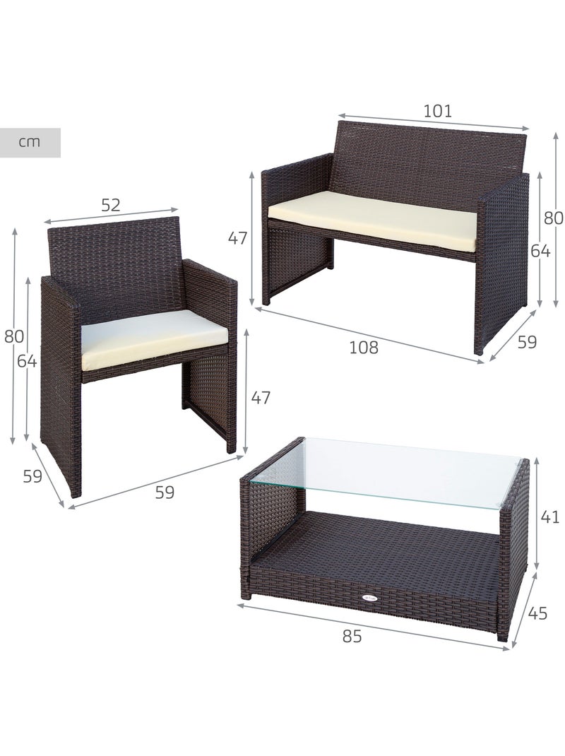 Ensemble de meubles de terrasse en rotin : 3 fauteuils et 1 table aktive Marron/Marron - Kiabi