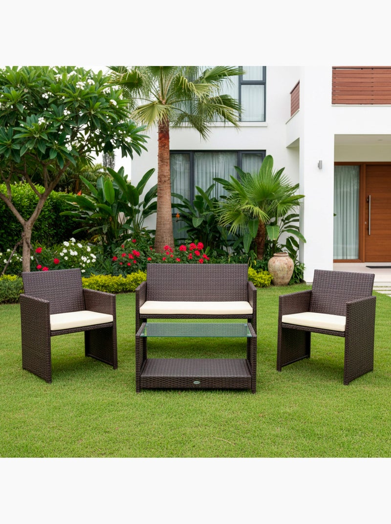 Ensemble de meubles de terrasse en rotin : 3 fauteuils et 1 table aktive Marron/Marron - Kiabi