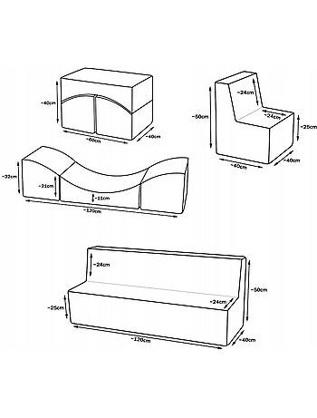 Ensemble de meubles en mousse : 2 chaise canapé et fauteuil