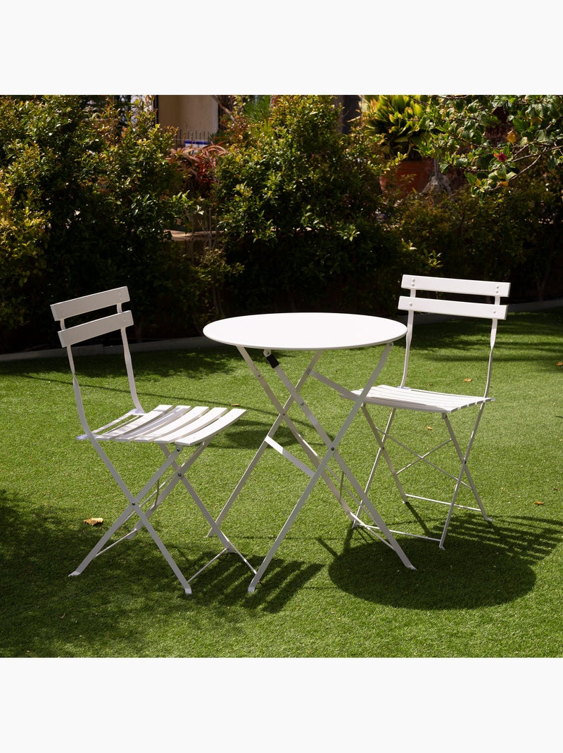 Ensemble de mobilier de terrasse pliable 60 x 70 cm Blanc - Kiabi
