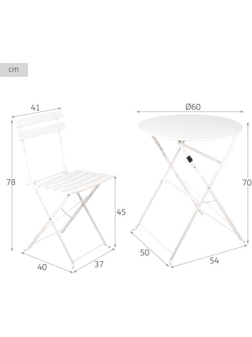 Ensemble de mobilier de terrasse pliable 60 x 70 cm - Kiabi