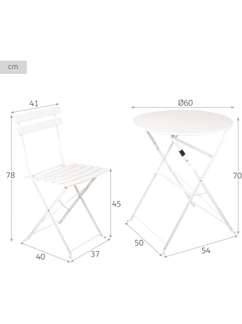 Ensemble de mobilier de terrasse pliable 60 x 70 cm Blanc - Kiabi