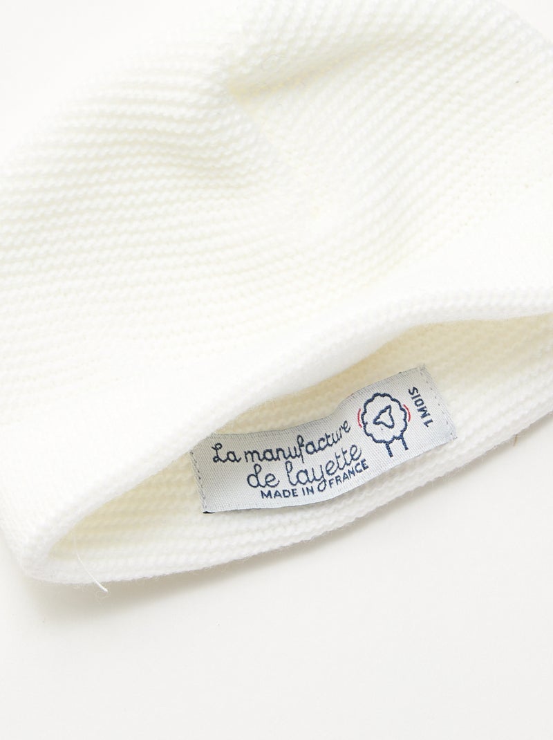 Ensemble de naissance bonnet + moufles + chaussons en tricot 'Manufacture de Layette' Blanc - Kiabi